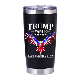 BestSyracuse TRUMP VANCE Take America Back Eagle MAGA 45 President 20 oz Insulated Tumbler Black Navy Blue (Black)