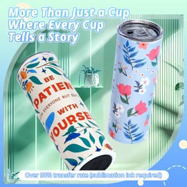 HTVRONT Sublimation Tumblers 12 PCS - 20 OZ Sublimation Tumbler Blanks with Sublimation Paper/Shrink Wrap Films/Heat Tape/Straws/Straw Brush - Sublimation Blanks Products for Gift/DIY Craft