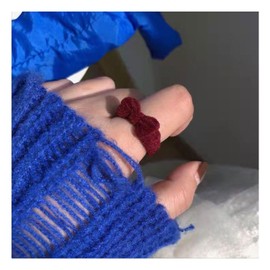 Bow Open Rings for Women Blue Bow Rings Red Bow Rings Black Bow Rings Pile Coating Rings for Women (red)