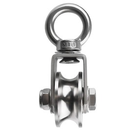 BNYZWOT U Type Swivel Pulleys 304 Stainless Steel Duplex Bearing Super-Silent Detachable 360 Degree Rotation Heavy Duty Traction Wheel 1-Pack
