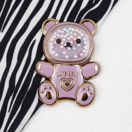 Purple Cute Phone Stand Holder,Cell Phone Bear Shaped Hidden Kickstand for Desk,Bear Shaped Phone Holder,Adjustable Tablet Phone Ring Stand with 3D Moving Star Sequins for Girls Women Accessories