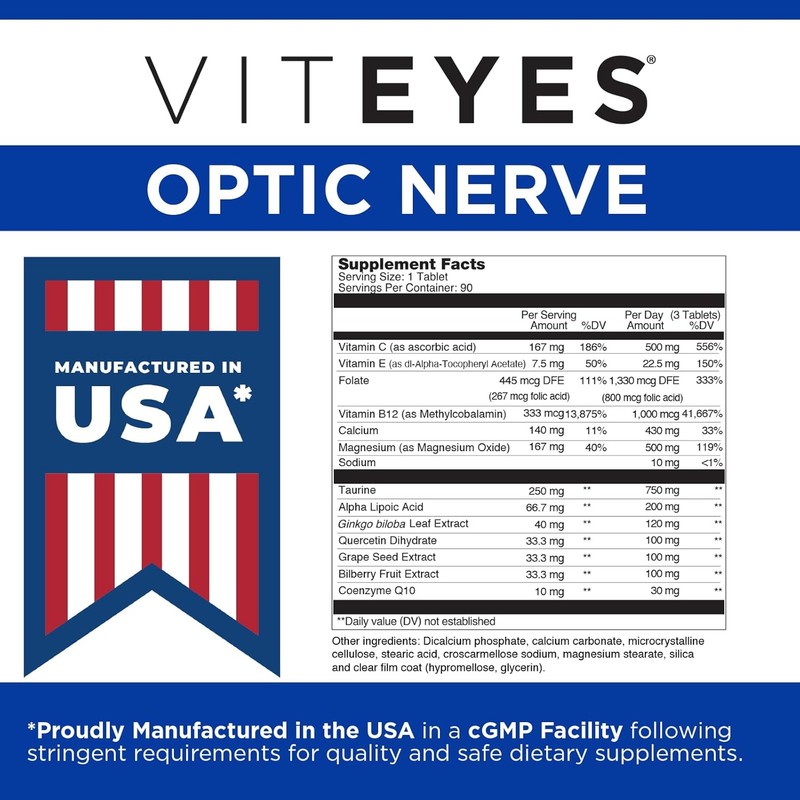 Viteyes Optic Nerve Support Supplement, Premium Ocular Nutrition Blend, 90