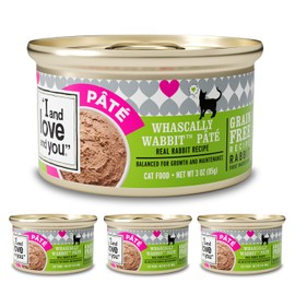 I AND LOVE AND YOU Wet Cat Food - Whascally Wabbit Pâté - Rabbit Recipe, Grain Free, Filler Free, 3oz Pack of 4 Cans