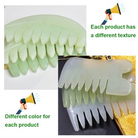 Jade Comb, 2 Pieces, Natural Gua Sha Stone Jade Comb for Head, Face and Body, Gua Sha Scraper, Guasha Tool, Massage Stone for Spa and Skin Care