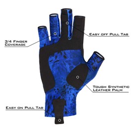 KastKing Sol Armis Sun Gloves UPF50+ Fishing Gloves UV Protection Gloves Sun Protection Gloves Men Women for Outdoor, Kayaking, Rowing (H: Blue Patriot, Large/X-Large)