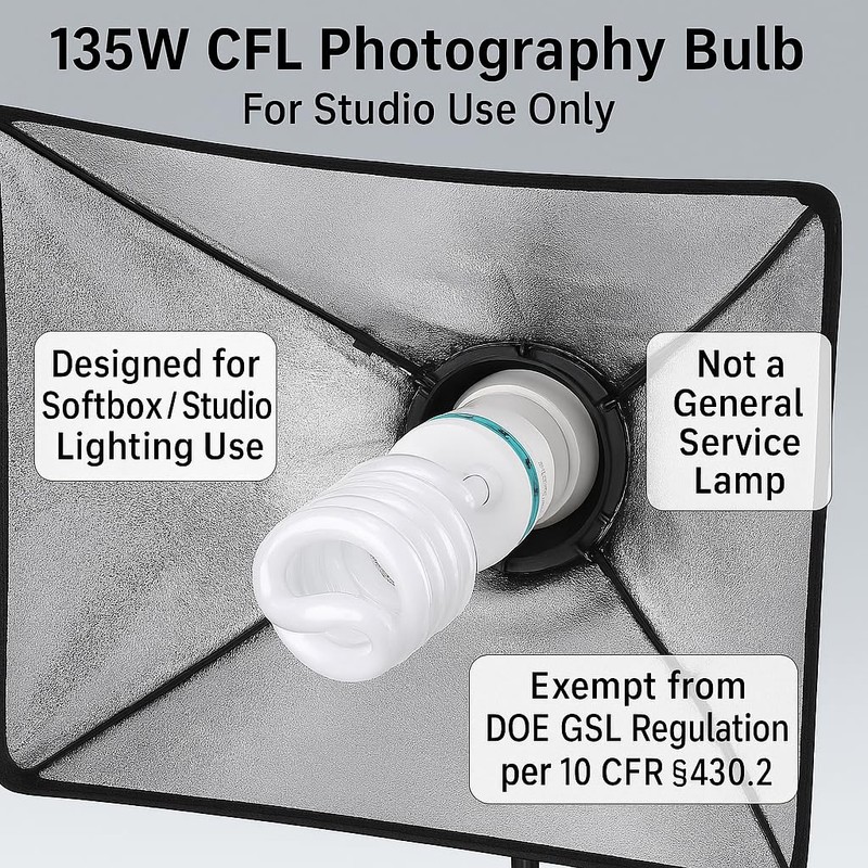 135W Light Bulb 5500K CFL Daylight Spiral Softbox Lighting Kit