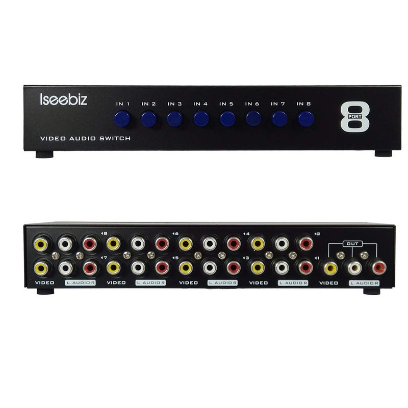 Iseebiz AV Switcher, Splitter, Composite Switcher, Bi-Directional, 8 Input, 1