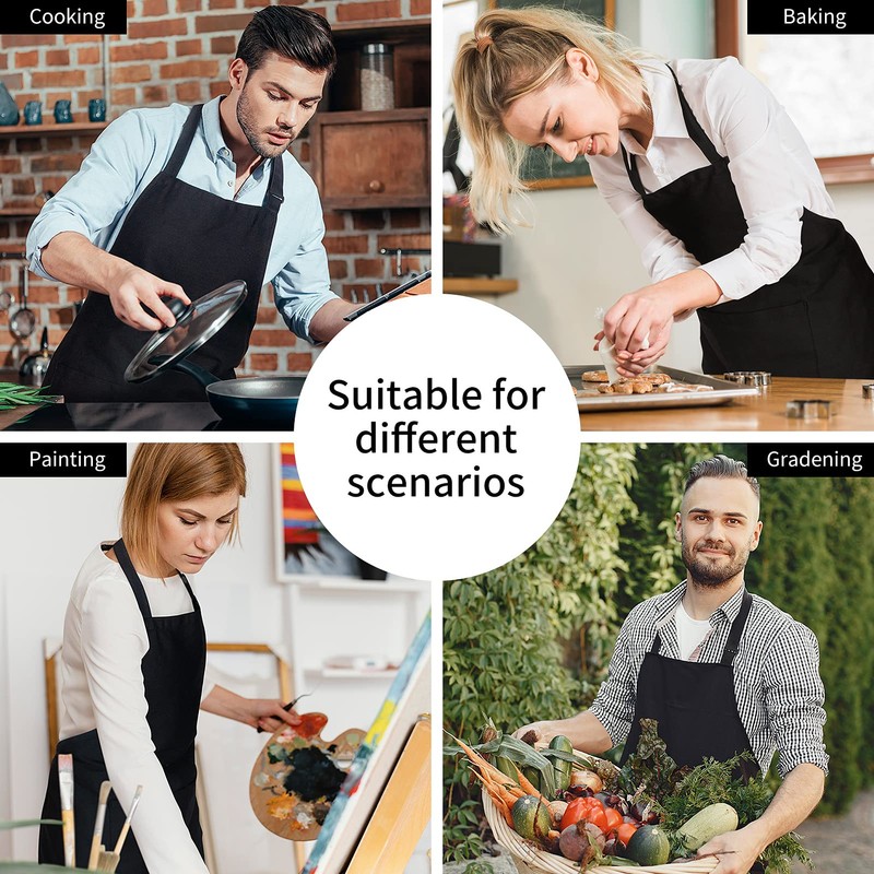 Viedouce 2-Pack of Waterproof Cooking Aprons with Pockets, Adjustable Kitchen