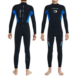Owntop Kids Wetsuit | 2.5mm Neoprene for Boys Girls | Teens Youth Full Wet Suit | Thermal Stretch Back Zip Diving Suit Watersport | Blue | Size 10 | 140-150cm