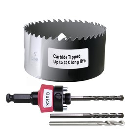 PLG2SUPT 5” 127mm Inch Carbide Hole Saw Cutter Multi-Purpose Hole Saw Bit for Hardy Plank MDF Air Brick Nail Embedded Wood 2.36” Depth Up to 30X More Cuts