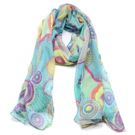 Emma & Giovanni - Scarf Scarves Elegant Printed 180 cm x 80 cm - Women, aqua