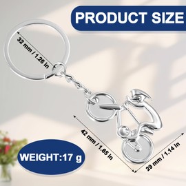 LIURFLNC Bicycle Keyring, Key Fob Bicycle, Cyclist Key Pendant, Silver, Metal Creative Gifts, Gift for Men, Women & Children