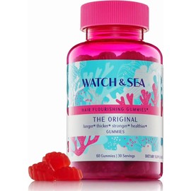 Watch & Sea Flourishing Hair Gummies – Hair Growth & Thickness Vitamins with Biotin & Marine Collagen – Passion Fruit Flavor – 60 Gummies