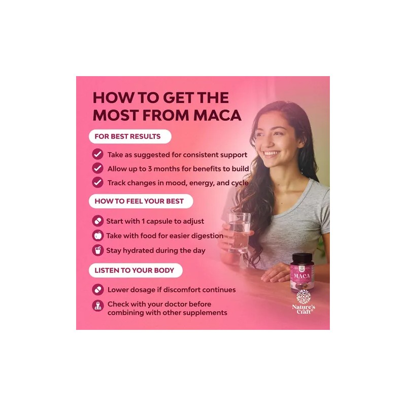Nature's Craft Maca Organica Para Mujeres 60 Cápsulas