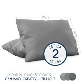 Dreamzie Cushion Cover 50 x 75 cm, Set of 2, Microfibre Oeko-Tex Certified - Pillowcase 50 x 75 cm, Soft - Anthracitte