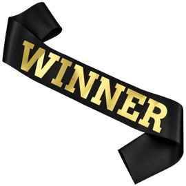 GDTO8820 Winner Satin Sash, Black And Gold, 33x4 Inches, Competition, Luxury