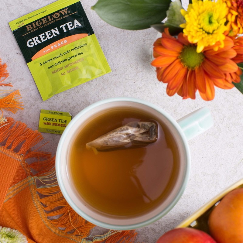 Bigelow Tea with Peach Caffeinated Green Tea, 20 Count, Pack