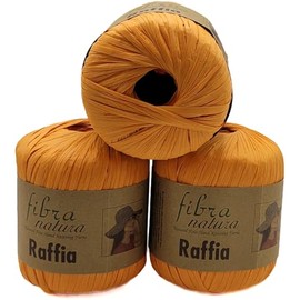 120 g Fibra Natura Raffia Yarn, 100% Viscose/Cellulose, Macrame Cord, Natural Yarn, Plain (Orange 116-19)