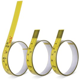 3Pcs Steel Self-Adhesive Measuring Tape 40"/100cm Imperial and Metric Tape with Adhesive Backing, Left to Right Sticky Measure Tape for Workbench Painting Sewing Drafting Woodworking (Yellow)