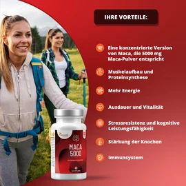 Maca Capsules - 10:1 High Dose: 500 mg Equivalent to 5000 mg Fresh Maca - 60 Capsules for 60 Days - Highly Bioavailable Maca Extract - Contains Piperine for Better Absorption - Sensilab