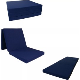Danfuton Trifold Foam Beds, Folding Mats, Cushions, Seats, 1.8 Density 3x27x75 Navy Blue