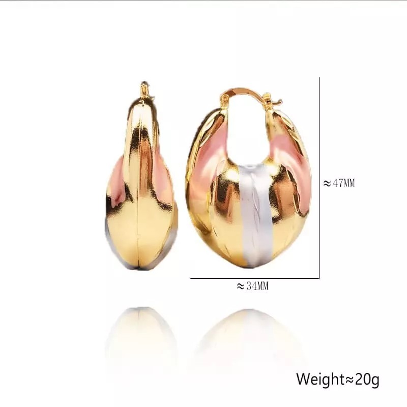 18k Layered Real Gold Filled Oval Bamboo Multi colors Hoop