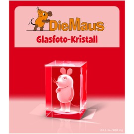 GLASFOTO.COM, The Mouse, Crystal Glass Interior Engraving in Premium Quality (Cuboid 40 x 60 x 40)