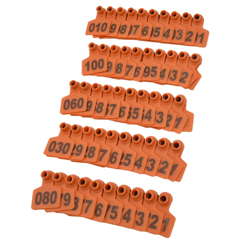 100Pcs TPU Pig Cow Ear Tag with Number 001‑100 Ear