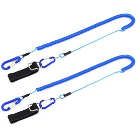 ESFUERZO Butt Rope, Butt Belt, Prevents Fishing Rod Falls, Up to 9.8 ft (3 m), Butt Rope, Spiral Cord, Leash Cord, Fishing Rod (Blue)