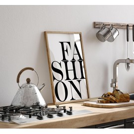 Lithobee - Fashion - Printed Wall Art Design in Sizes A2, A3 & A4 Framed in a Stylish Quality Coloured Frame or Unframed (A4 Black Ornate Frame)