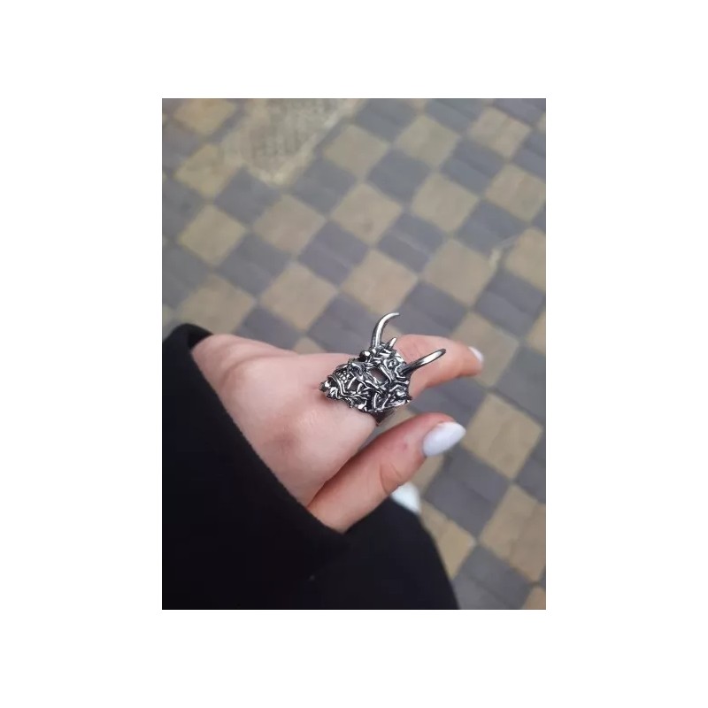 TENDER LIHOME Anillo Demonio Hannya Diablo Satán Cuernos Ajustable Calaver