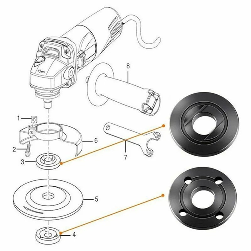 Set of 4 Replacement Parts Angle Grinder, Wrench Metal Lock
