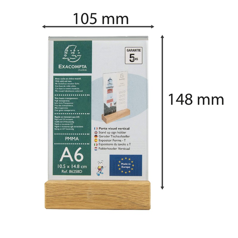 Exacompta 86258D Table Stand with Wooden Base DIN A6 Portrait