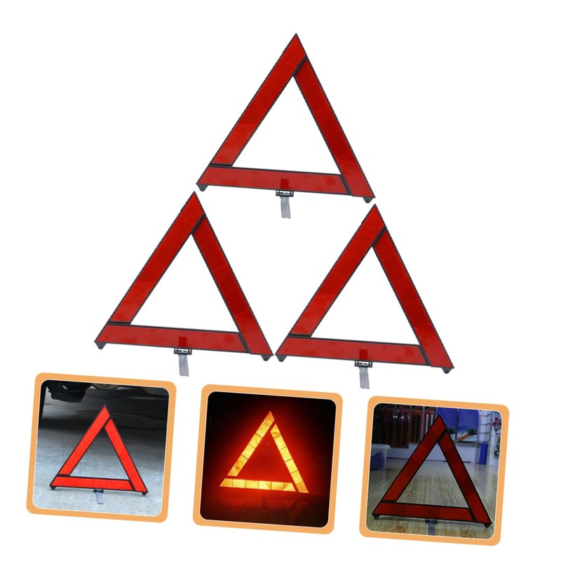 Ciieeo 3pcs Roadside Reflective Triangle Emergency Warning Signs and Lightweight