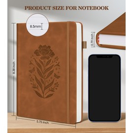 Lined Journal Notebook for Men Women, A5 Brown Leather Journals for Writing, 200 Pages College Ruled Journal Notebook, Travel Daily Journal Notebook for Work School, Note Taking 5.75'' X 8.38''
