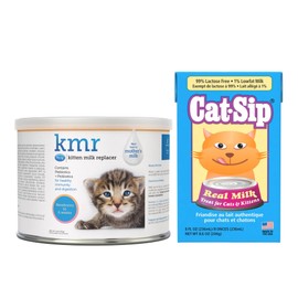 PetAg KMR Kitten Milk Replacer Powder (6 oz) Cat-Sip Real Milk Treat (8 oz)