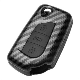 TANGSEN Estuche con llavero abatible para SCION IM TC XB TOYOTA C-HR COROLLA IM 3 botones entrada sin llave control remoto cubierta protectora personalizada, plástico fibra de carbono patrón, silicona negra