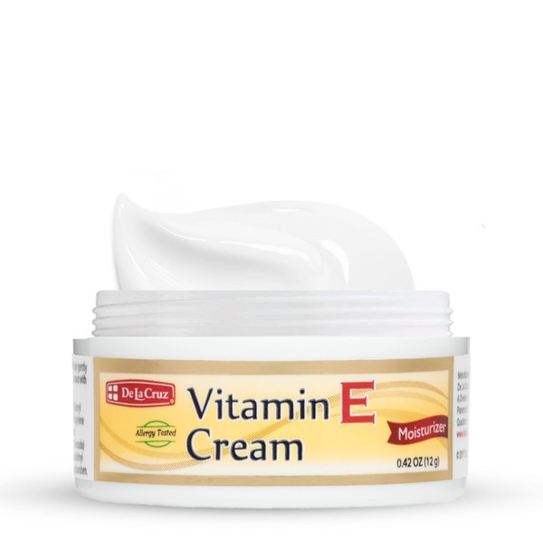 De La Cruz Vitamin E Cream Moisturizer for Face and Neck - Moisturizing Skin Care for All Skin Types - Made in USA - 0.42 OZ. Trial Size