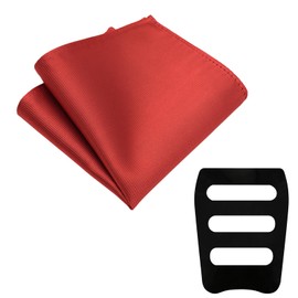 LJBFNN Pocket Squares for Men Handkerchief with Pocket Square Holder Mens Pocket Square for Suit Jacket Wedding Business (Red)
