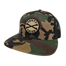 Central Clothing Co. Safety Third Flat-Bill Trucker Hat - Camo/Black, Snap-back