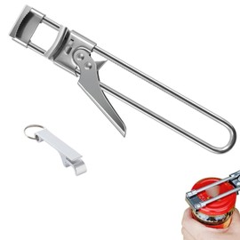 Jar Opener,Adjustable Non-Slip Multifunctional Stainless Steel Can Opener,Multi Opener Set with Jar Opener Gripper Pad and Bottle Opener Keychain