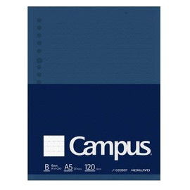 Kokuyo Campus Loose Leaf Paper for Binders, Business Type, Sarasara Smooth Writing, A5, B 6mm Ruled, 20 Holes, 30 Lines, 120 Sheets, pH Neutral, Bleed Resistant, Japan Import (NO-G806BTN)