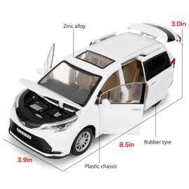 BDTCTK 1:24 Sienna Car Model, Pull Back Diecast Toy Car with Sounds＆Lights for Kids Boys Girls and Adults, Gift White.
