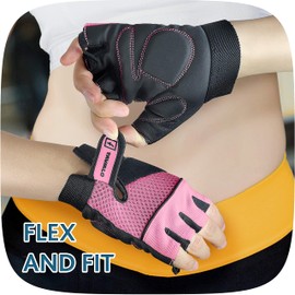 TAVIALO Fitness Gloves Training Gloves for Women Size M (16-19cm) Pink Black Double Reinforced Leather Palm