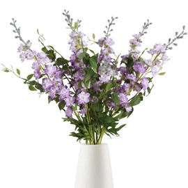 IPOPU Purple Fake Flowers 9pcs Delphinium Artificial Flowers with Clematis Greenery Stems 33.5" Bluebonnet Flowers Larkspur Snapdragon Tall Fake Flowers for Home Bridal Shower Party Decor (Purple)