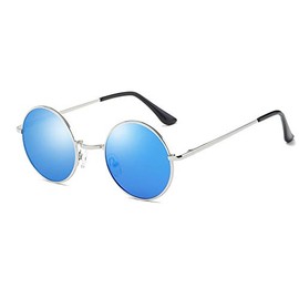 Glasses Trust Polarized Round Sunglasses, Round Sunglasses, Round Fashion, UV Protection, Lightweight, Polarized Blue & Silver Frame