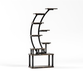 Baisha 9-Tiered Indoor Plant Stand with 5 Grow Lights, Adjustable Lighting Modes, 10-Level Dimming & 3 Timer Settings,for Living Room, Office(Brown, 20.6" L×11.2" W×63.5" H).