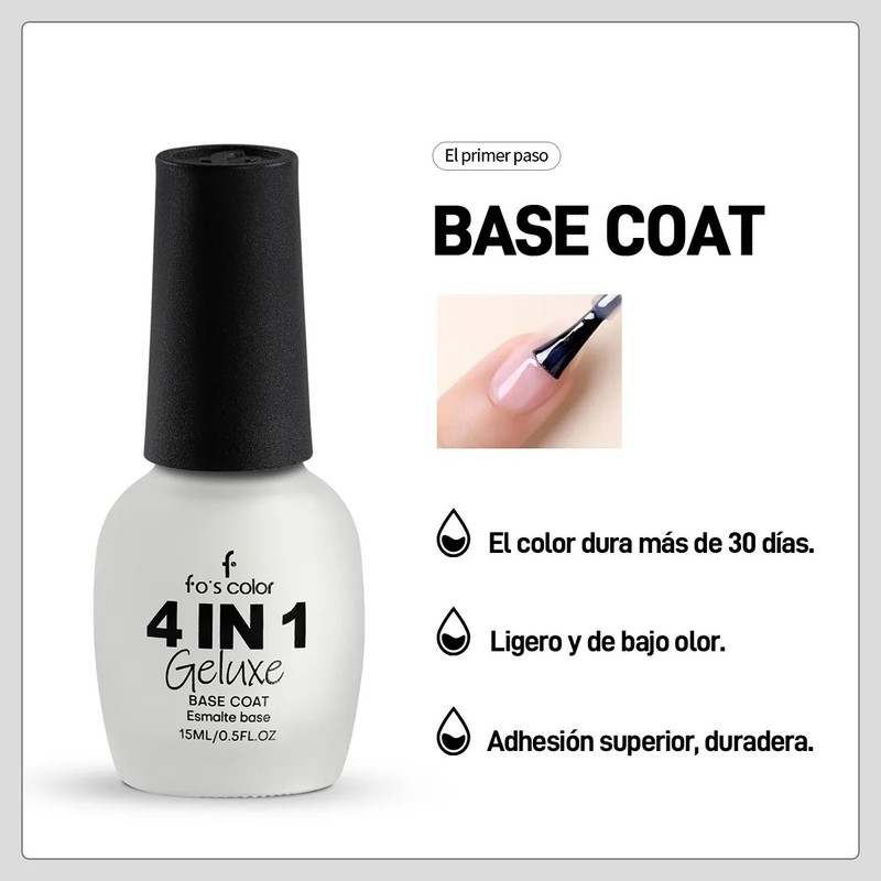 4 En 1 Esmalte De Uñas Geluxe 15ml, Acabado Profesional