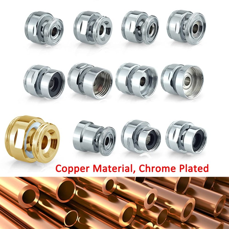 HATOOLHA® 2pcs Swivel Faucet Adapter, 360 Degree Brass Thread Faucet