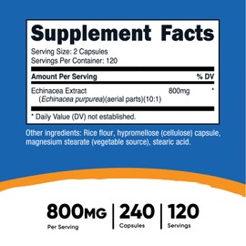 Nutricost Echinacea 800mg, 240 Capsules - Vegetarian Caps, Non GMO, Gluten Free, 120 Servings